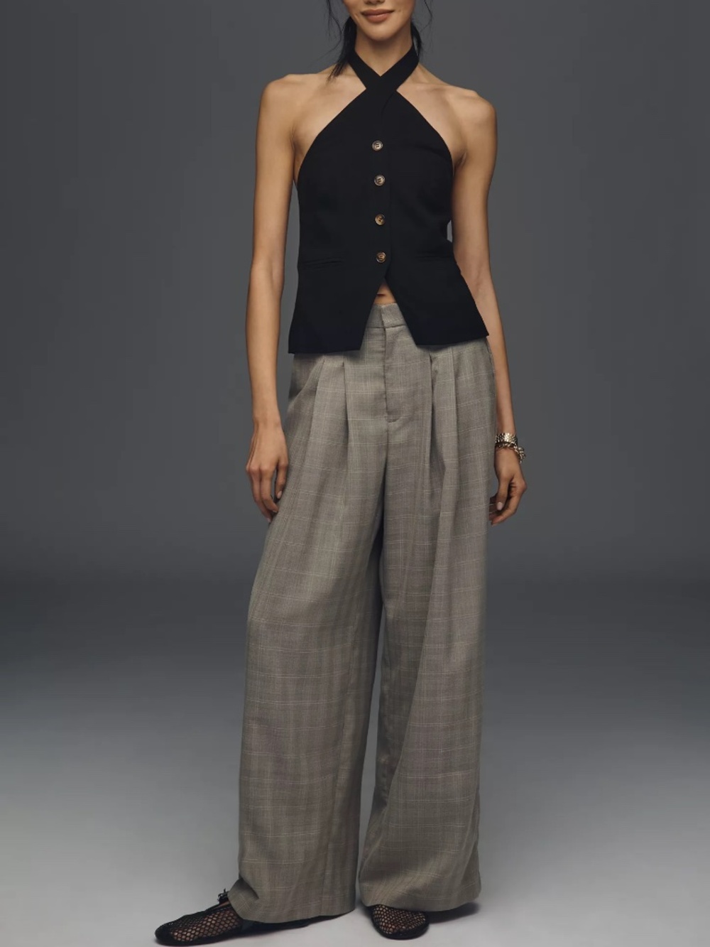 Anthropologie Avery Menswear Trousers by Maeve Neutral Plaid Pants NWT size XL